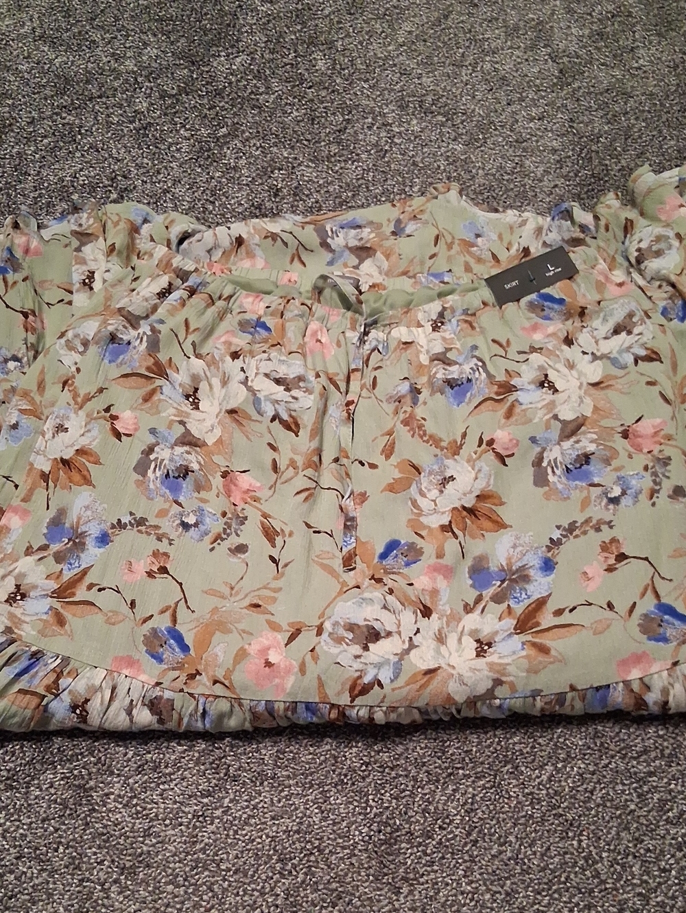 Maurices Sage Floral Maxi Skirt with Ruffle Hem